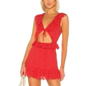 Tularosa Cutout Tanya Mini Dress Red Berry Color Eyelet Women's Size XS